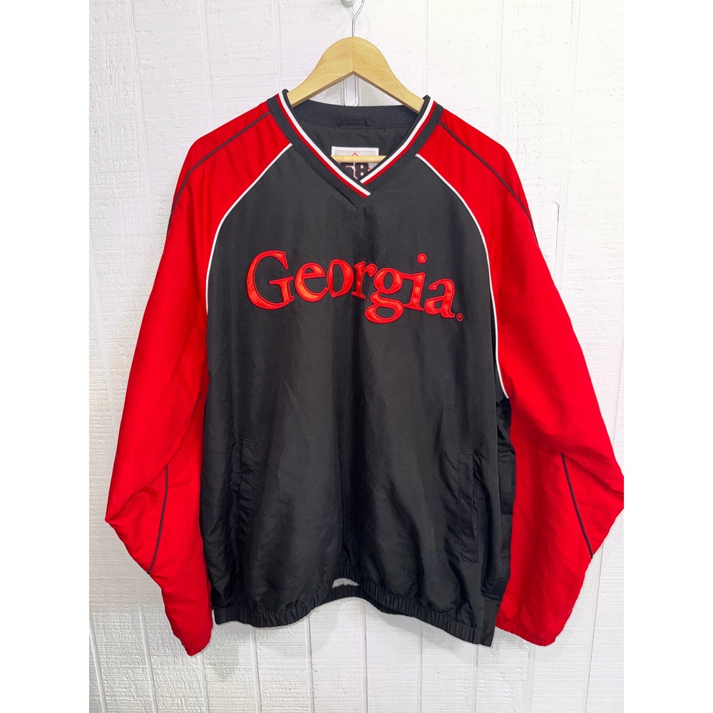 58 Sports Georgia Bulldogs Windbreaker Men Black Red Embroidered XL